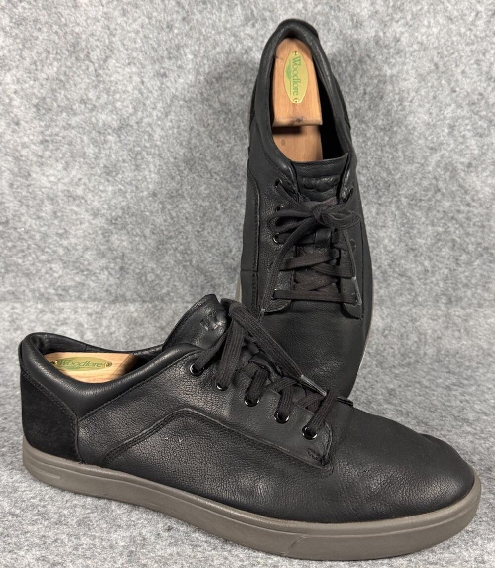 UGG Cali Low Black Leather Casual Sneakers Mens 7.5-8 Suede Heel